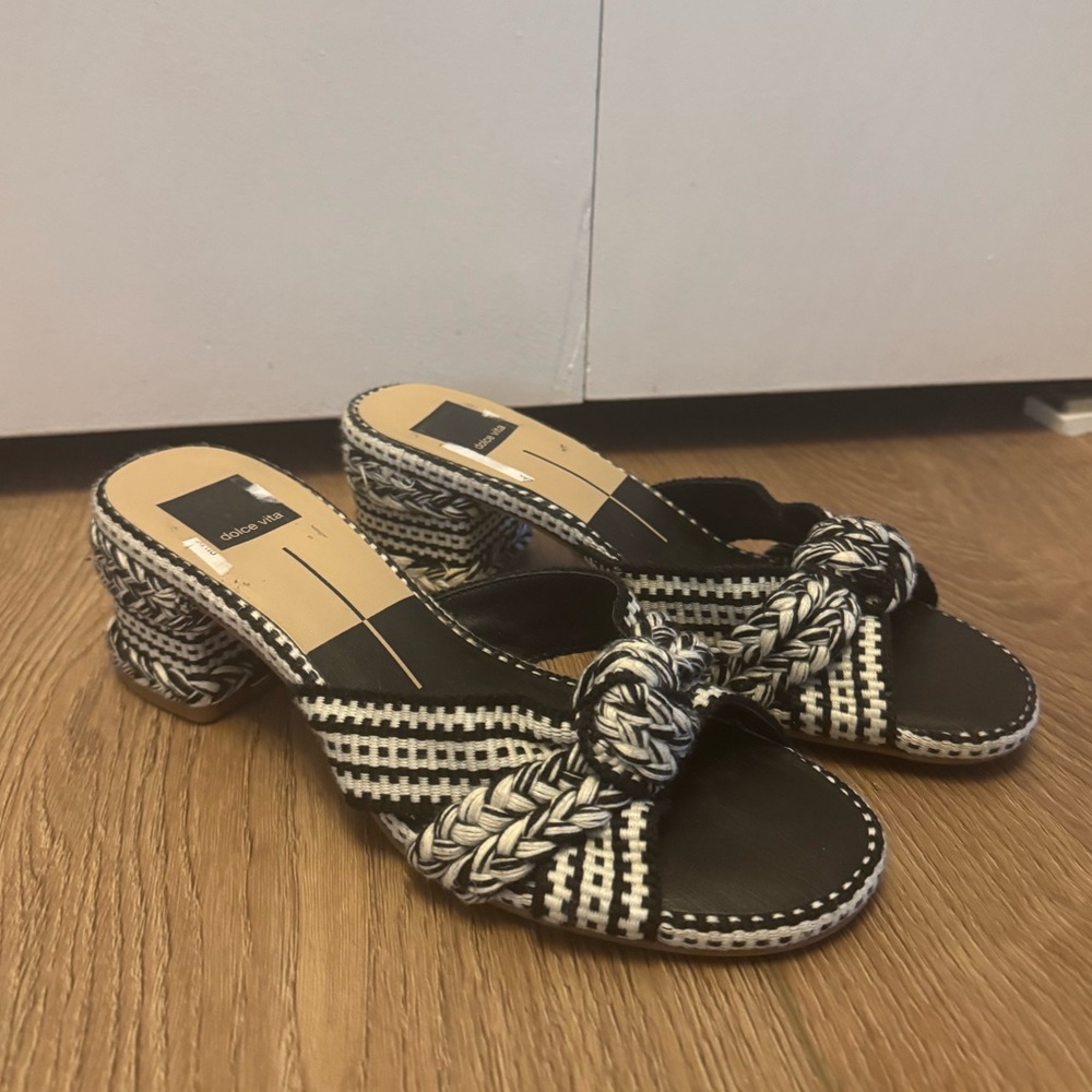 Dolce Vita Black and White Braided Sandals